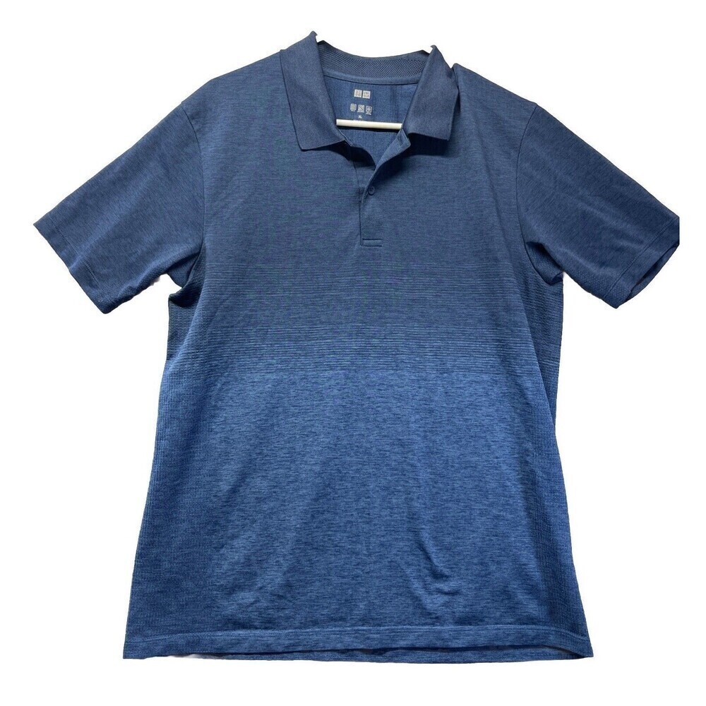 UniqLo Polo Button Up Shirt Men's Extra Large Blue Dry Ex Cool To The Touch